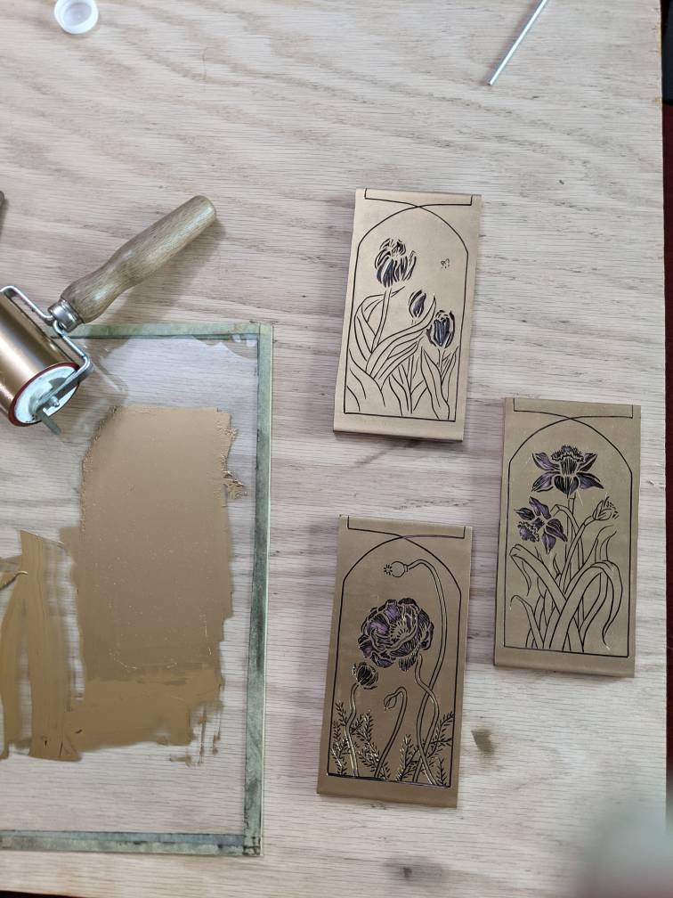 Daffodil - Art Nouveau Hand Printed Relief Print