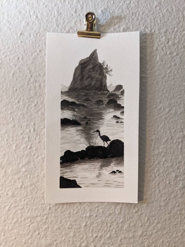 Low Tide at Strawberry Point -Plein Air Watercolor Painting