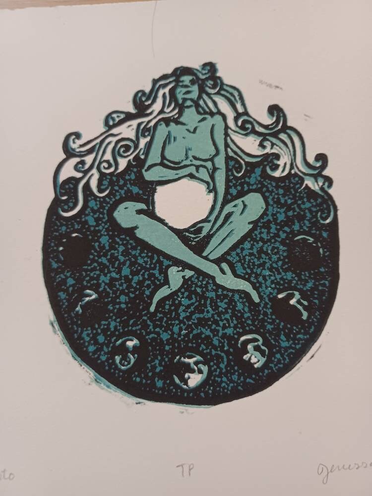 Callisto - Goddess Linoleum Print