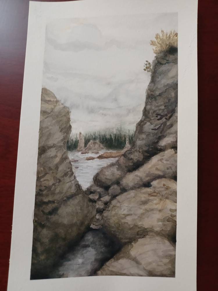 Low-tide Pools - plein air watercolor painting