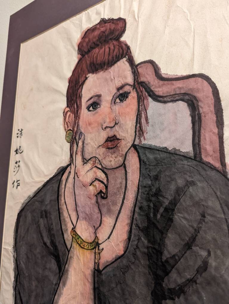 Cynthia - 2.5 hour Watercolor Life Portrait Study - Original Painting on Rice Paper