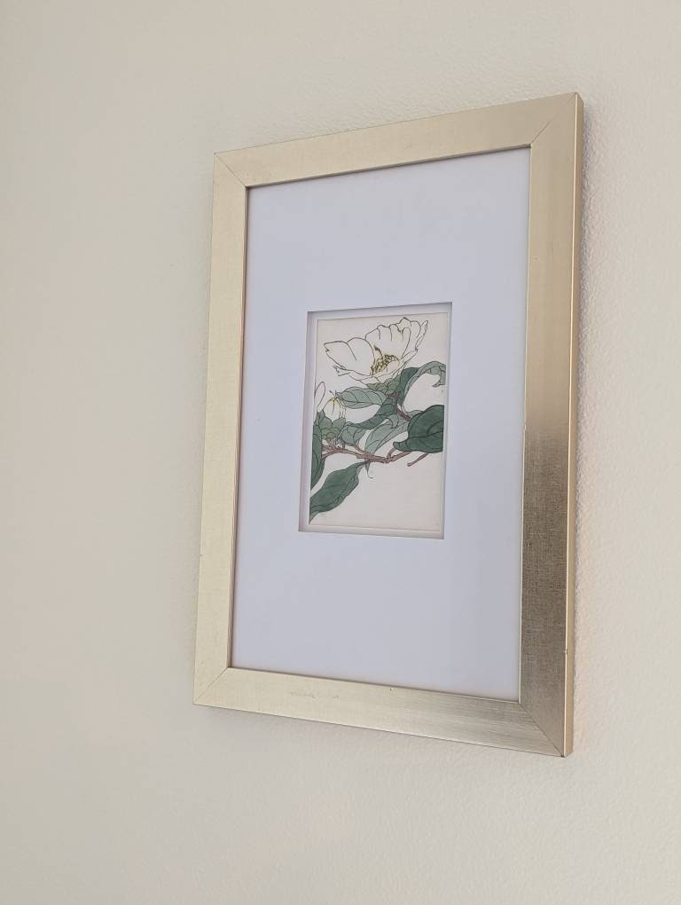 Framed Flower Study on Rice Paper