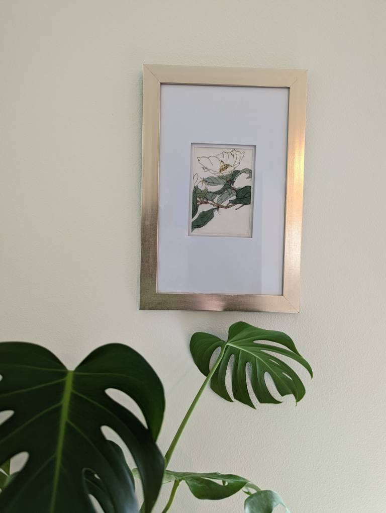 Framed Flower Study on Rice Paper
