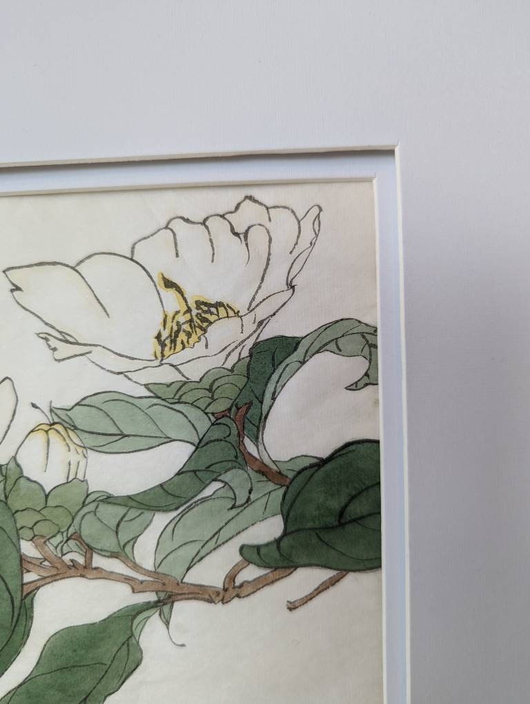 Framed Flower Study on Rice Paper