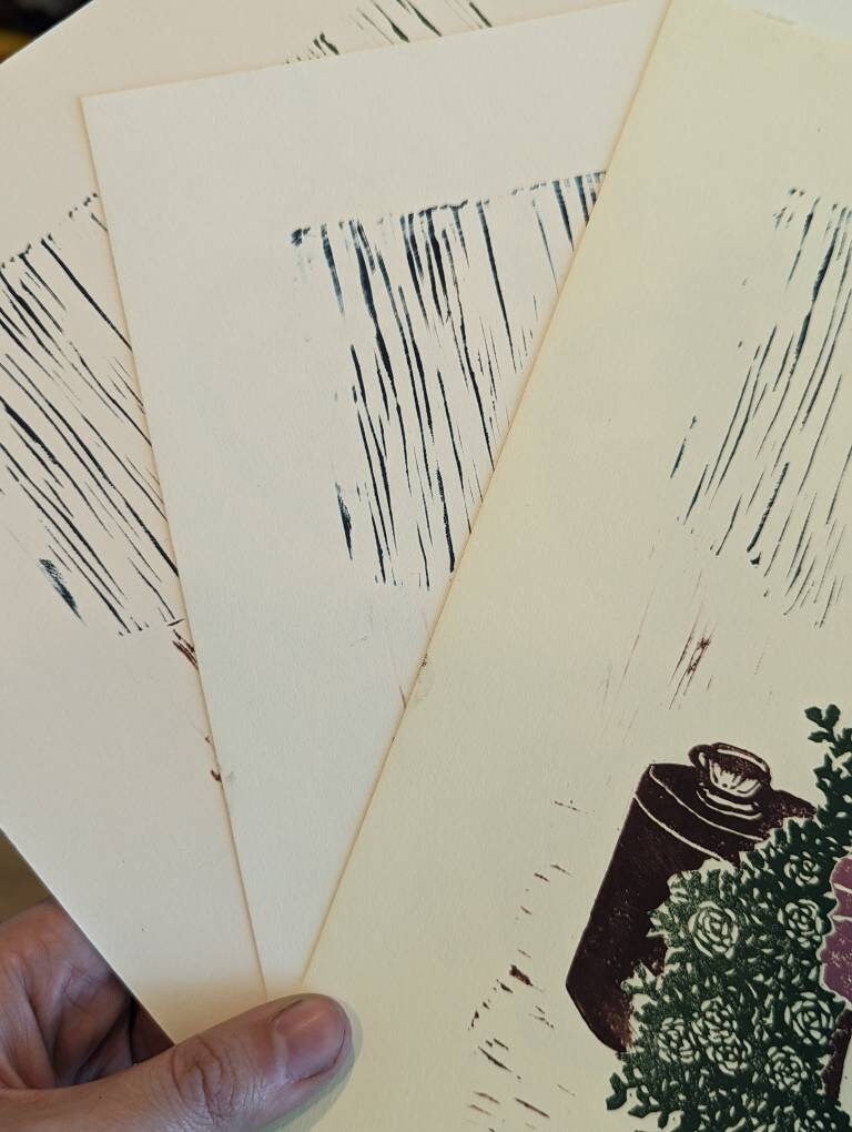 Monte's Flower Filled Life - Jigsaw Relief Original Hand-Printed Print