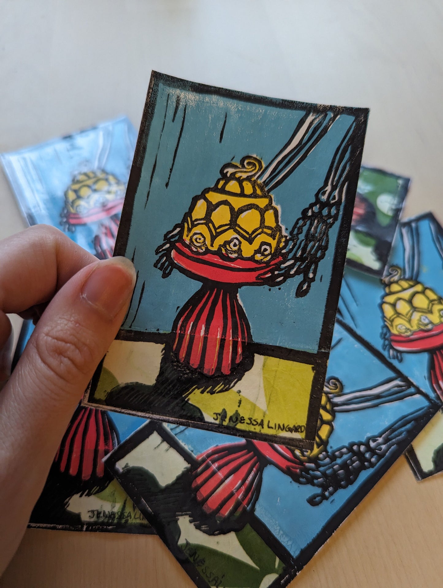 Elaborate Jiggles Becomes You - Hand Printed Relief Sticker 1st Edition