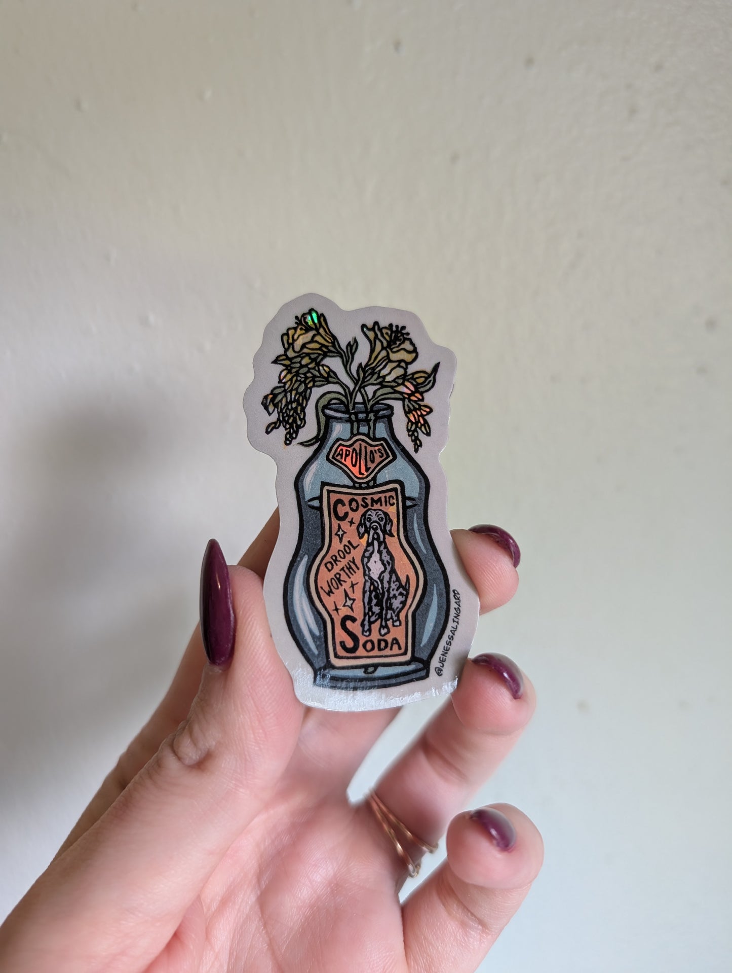 Apollo's Cosmic Soda - Relief Print, coloring Pages, Note Cards, and Stickers