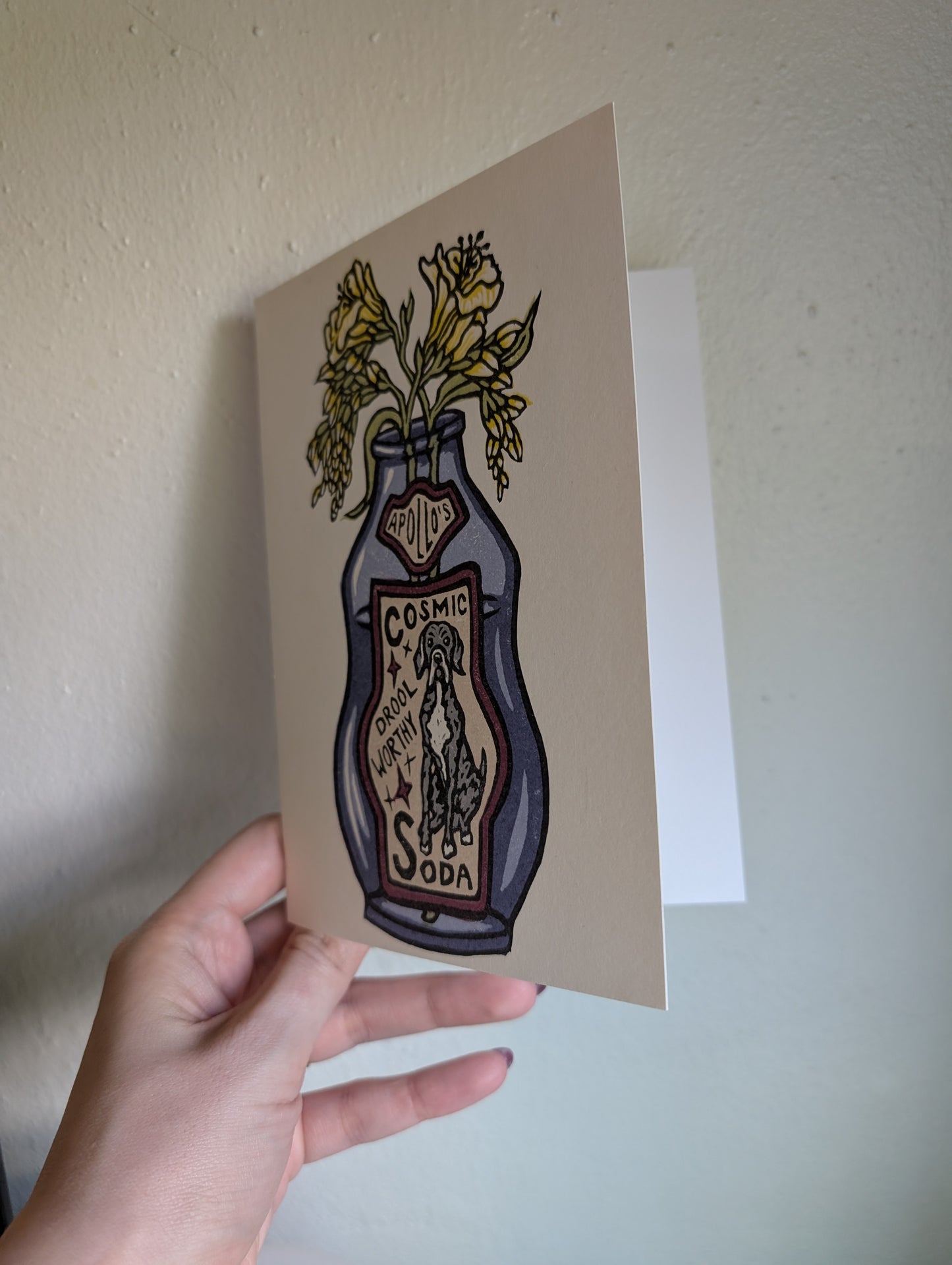 Apollo's Cosmic Soda - Relief Print, coloring Pages, Note Cards, and Stickers