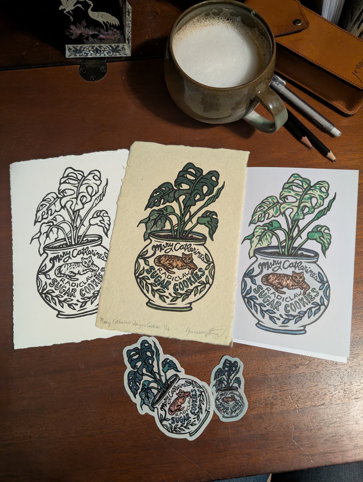 Mary Catherine's Radiclaw Sugar Cookies - Relief Print, coloring Pages, Note Cards, and Stickers