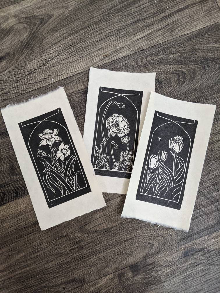 Tulip - Art Nouveau Hand Printed Relief Print