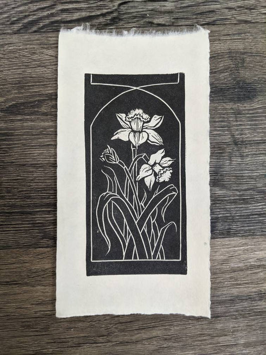 Daffodil - Art Nouveau Hand Printed Relief Print