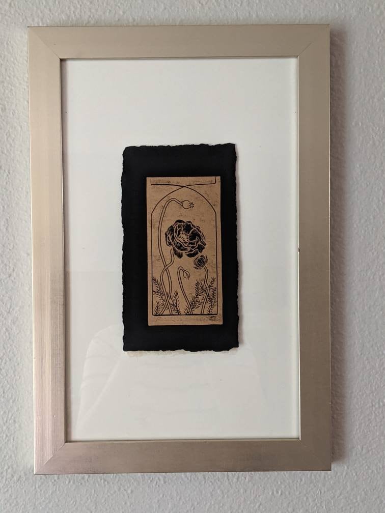 Poppy - Art Nouveau Hand Printed Relief Print