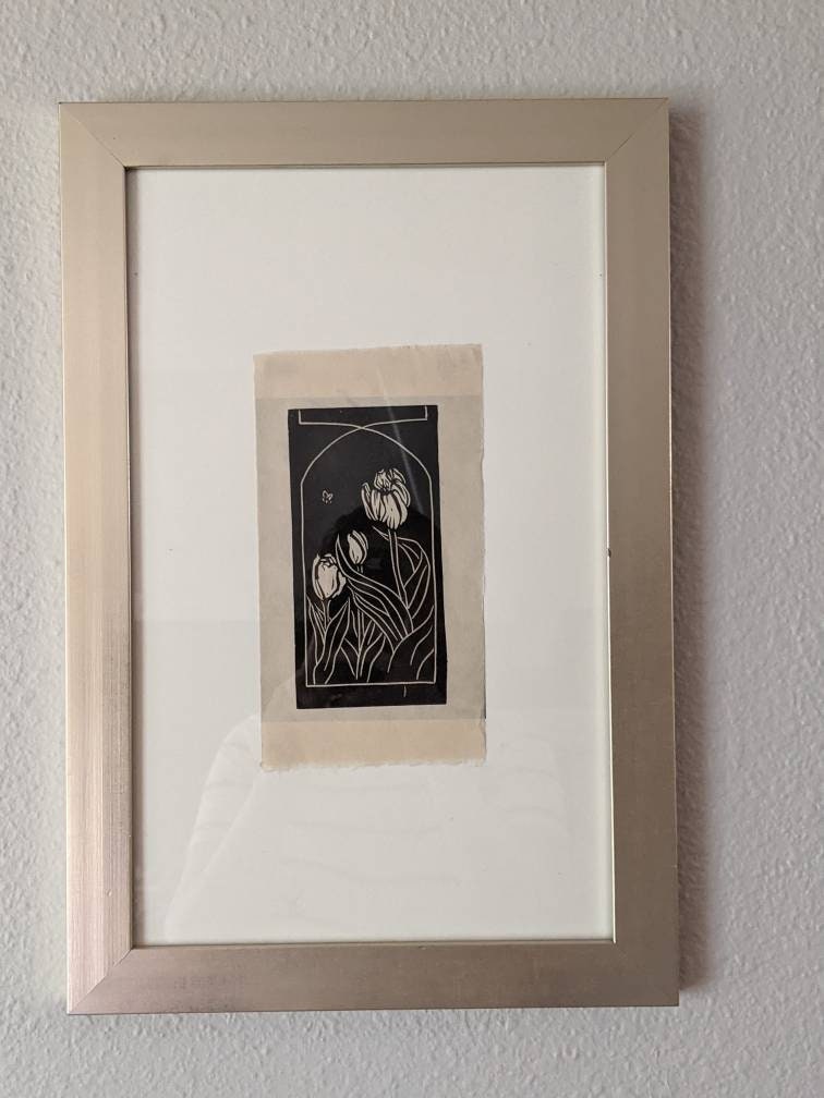 Spring Trio - Art Nouveau Style Hand Printed Relief Print