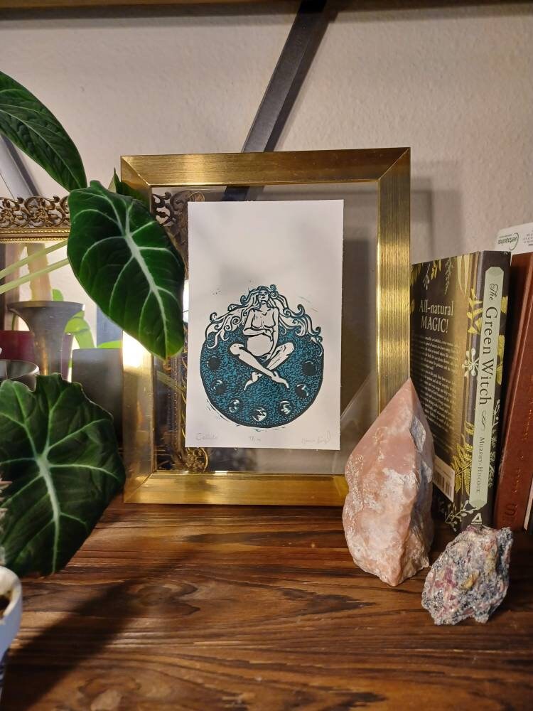 Callisto - Goddess Linoleum Print