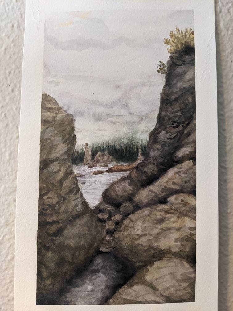 Low-tide Pools - plein air watercolor painting