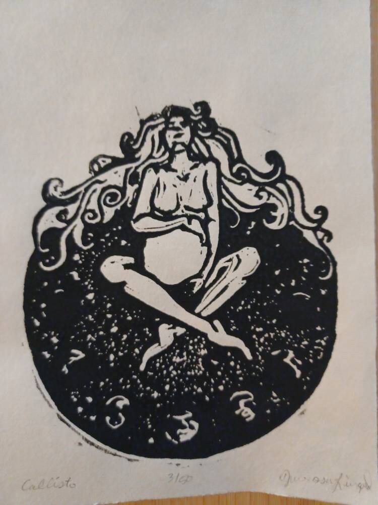 Callisto - Goddess Linoleum Print