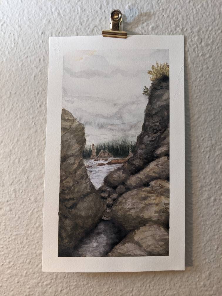Low-tide Pools - plein air watercolor painting