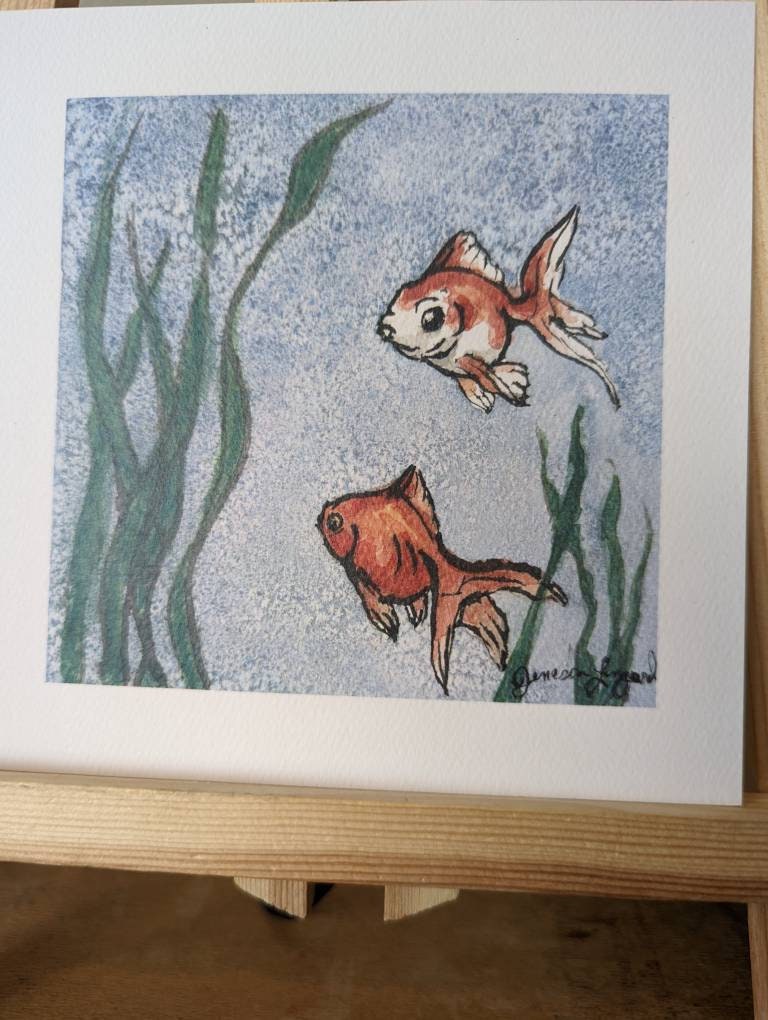 Just Keep Swimming - Watercolor Giclee Print on Heavy Weight Textured Paper