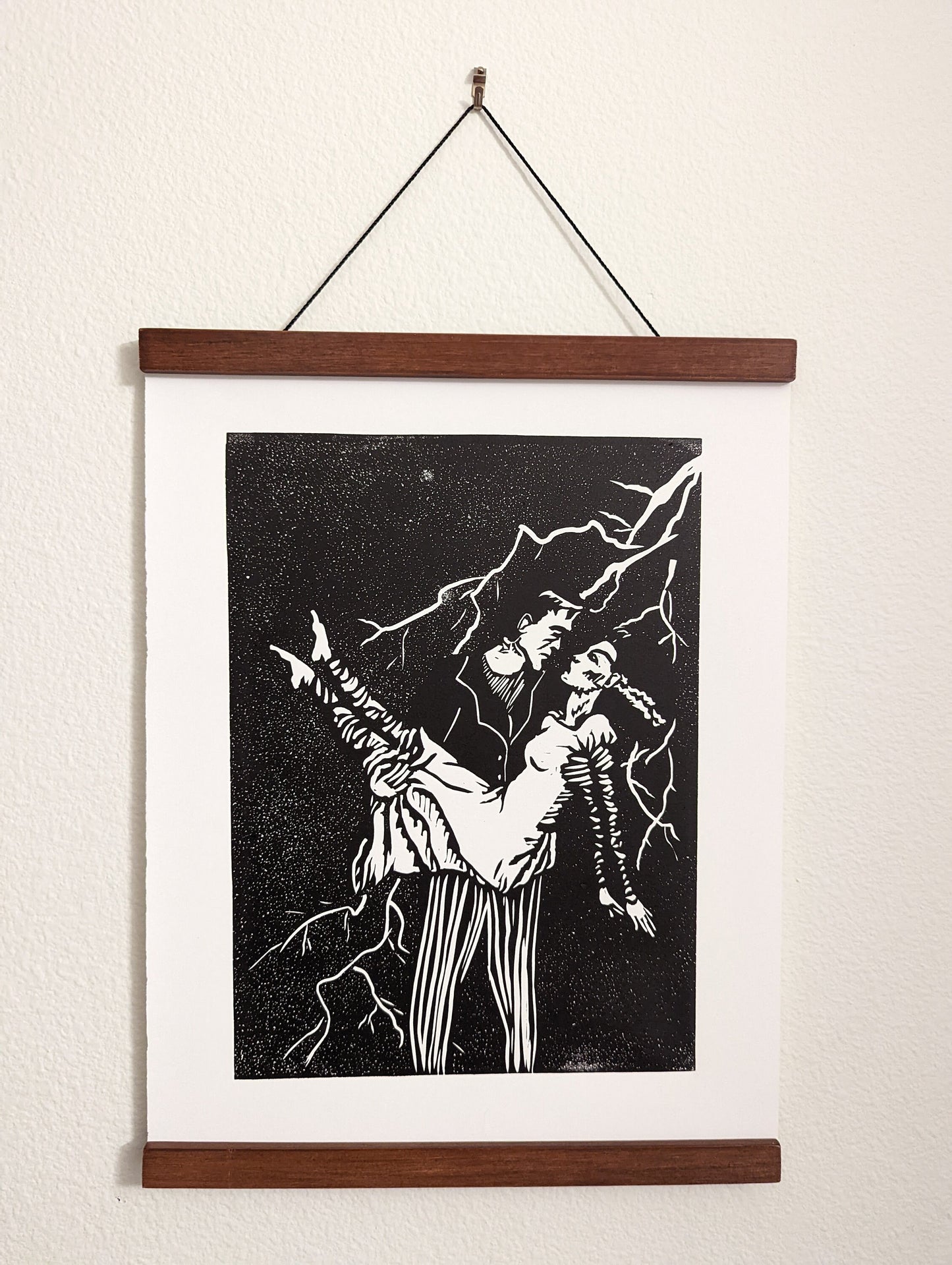 Frankly My Dear, I Don't Give a...Ugh - Frankenstein's Monster and his Bride Hand-Printed Relief Print