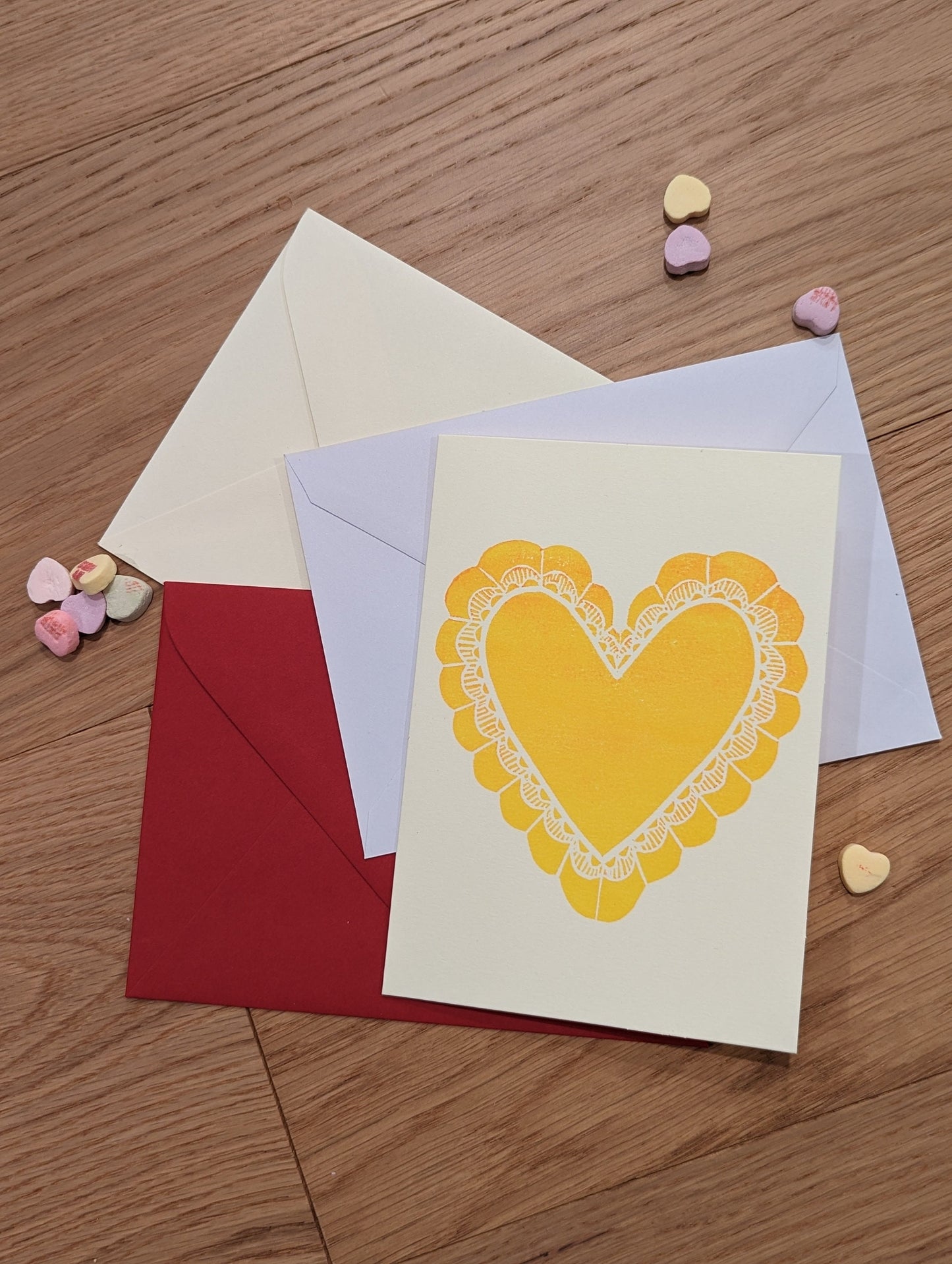 Valentine's Holiday Cards - Hand-printed Relief carving themed cards