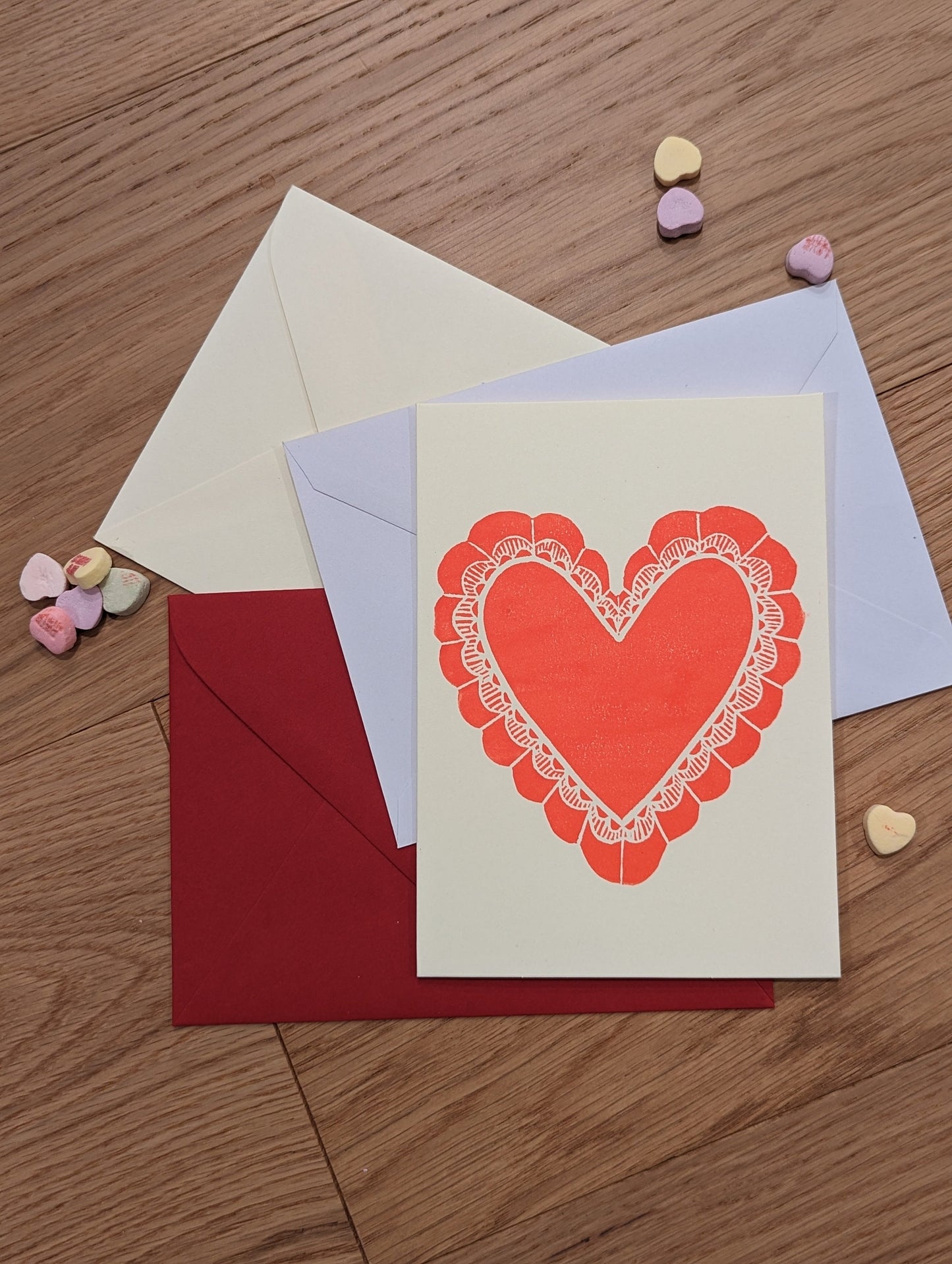 Valentine's Holiday Cards - Hand-printed Relief carving themed cards