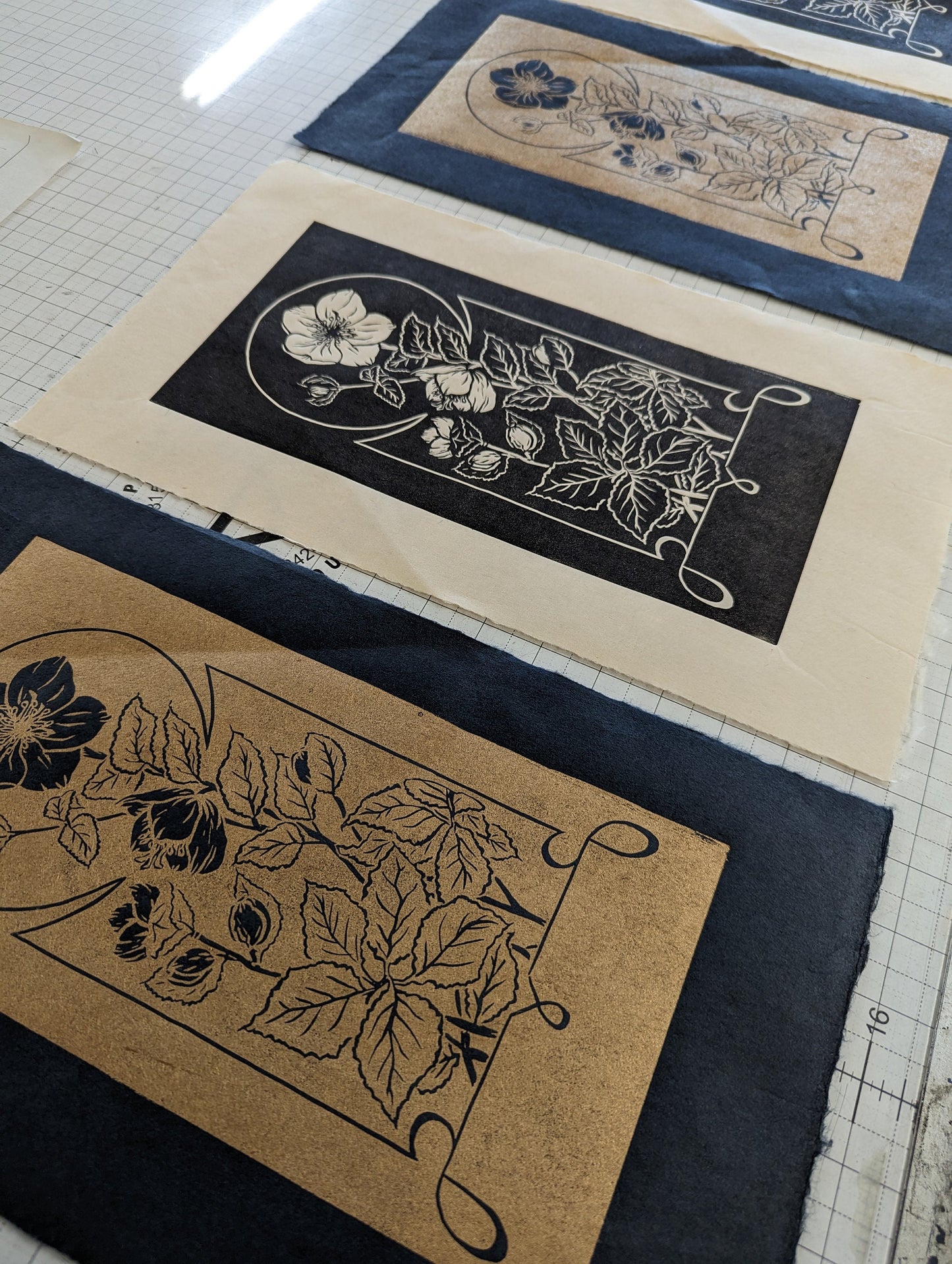 Hellebore - Pacific North West Art Nouveau Style Hand Printed Relief Print