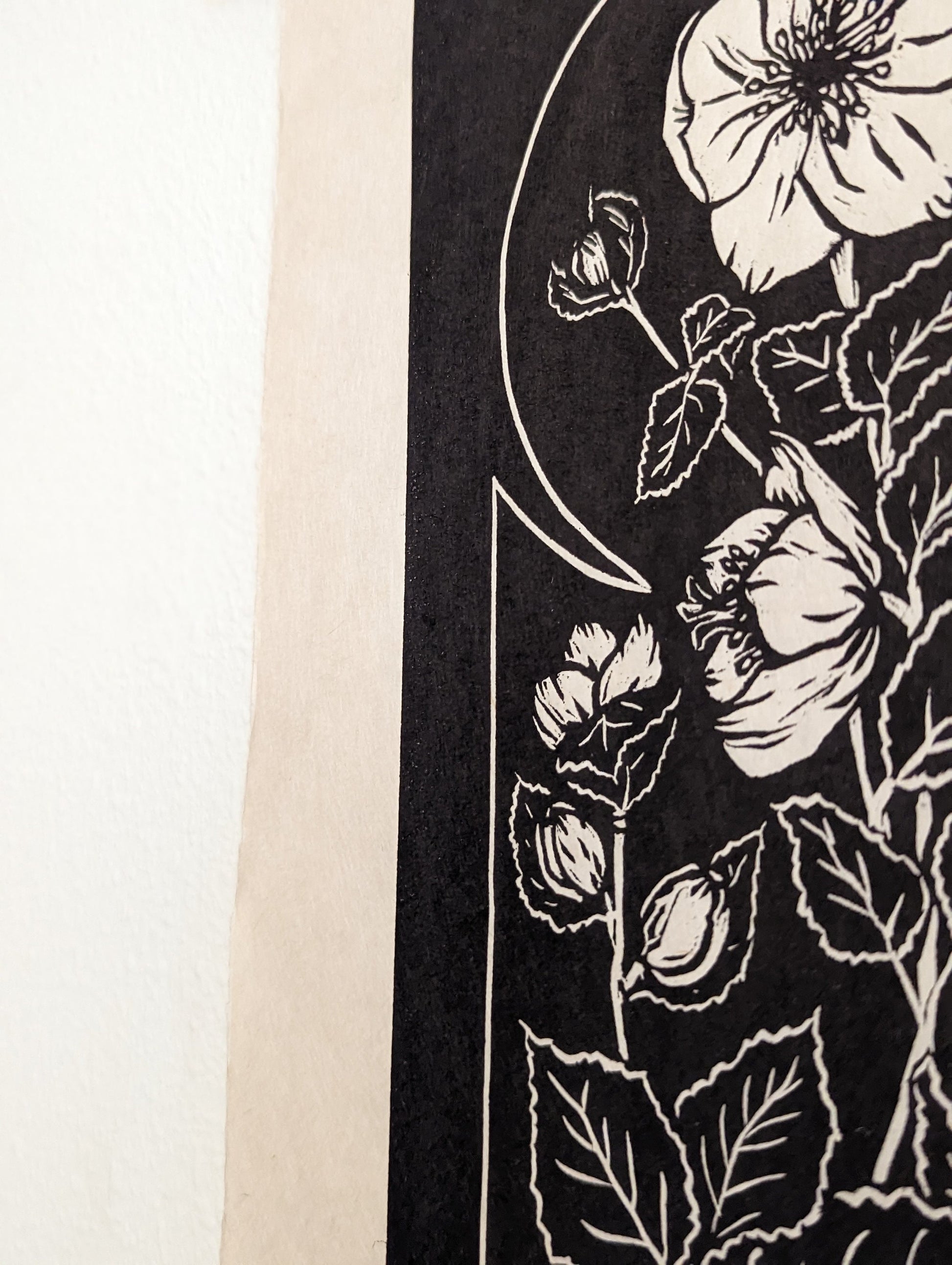 Hellebore - Pacific North West Art Nouveau Style Hand Printed Relief Print