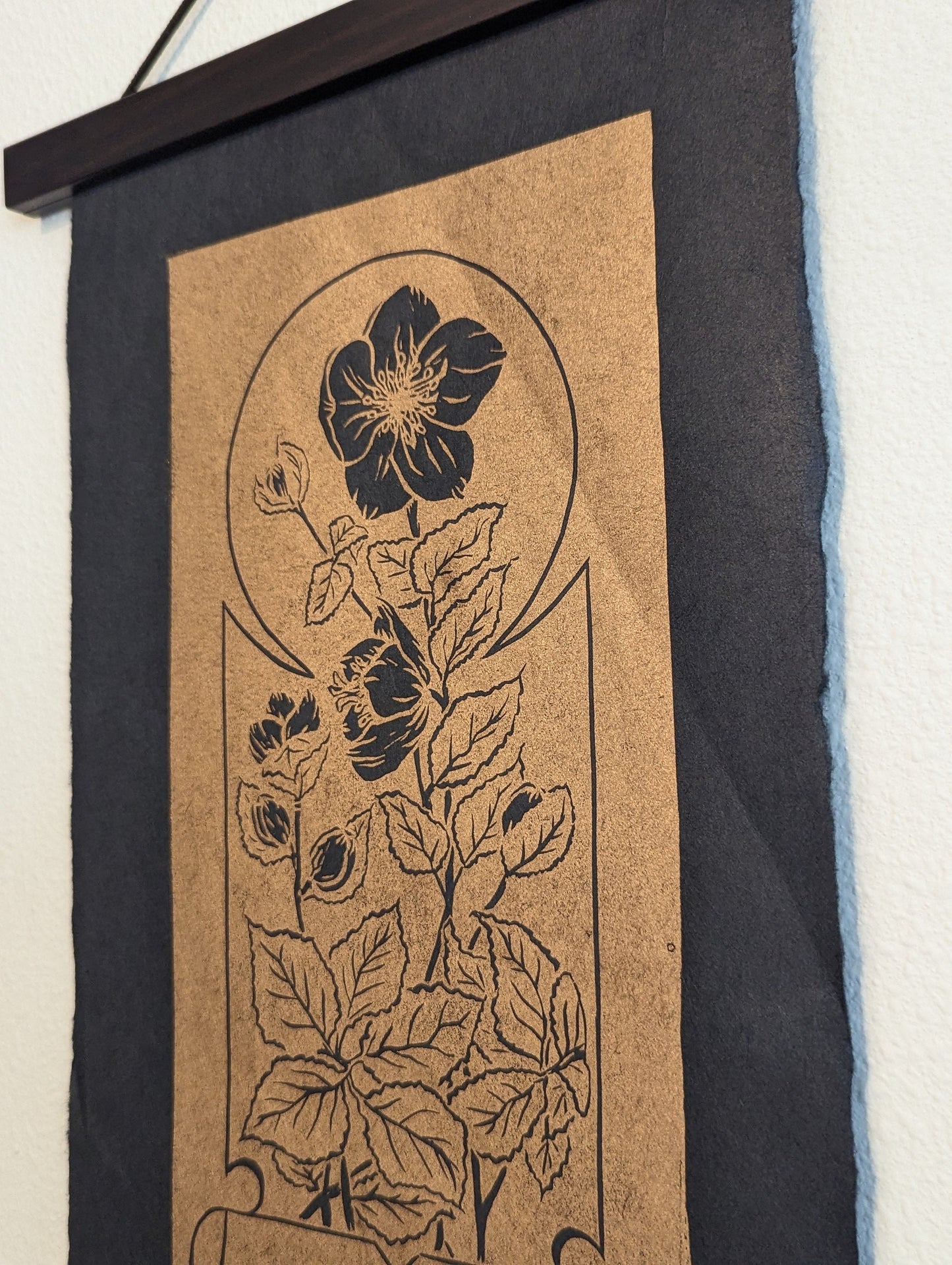 Hellebore - Pacific North West Art Nouveau Style Hand Printed Relief Print