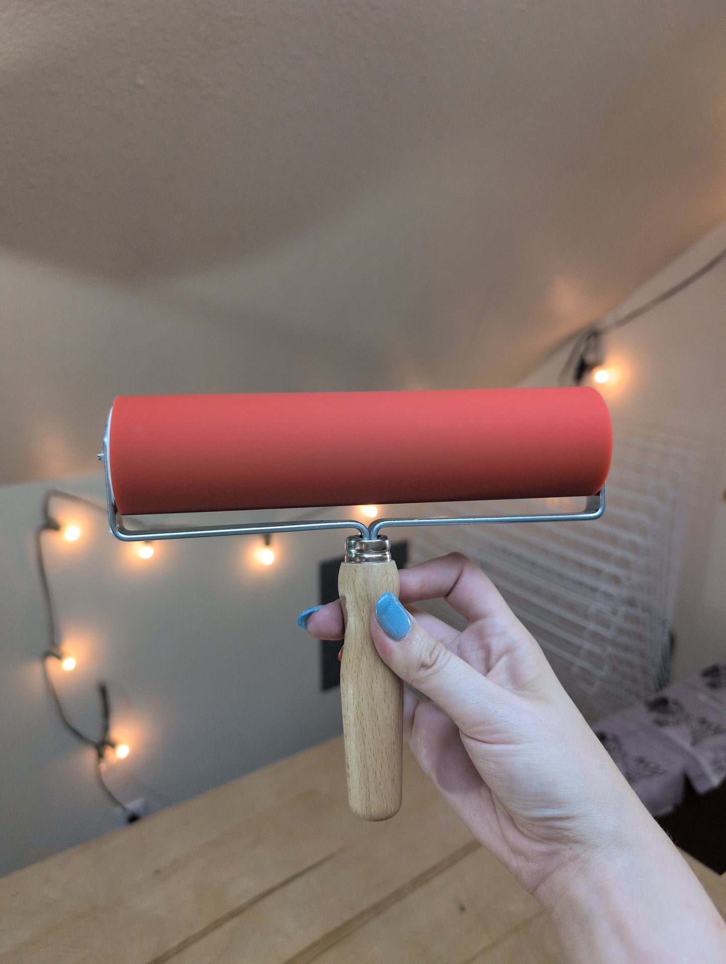 8" Brayer with Wooden Handle