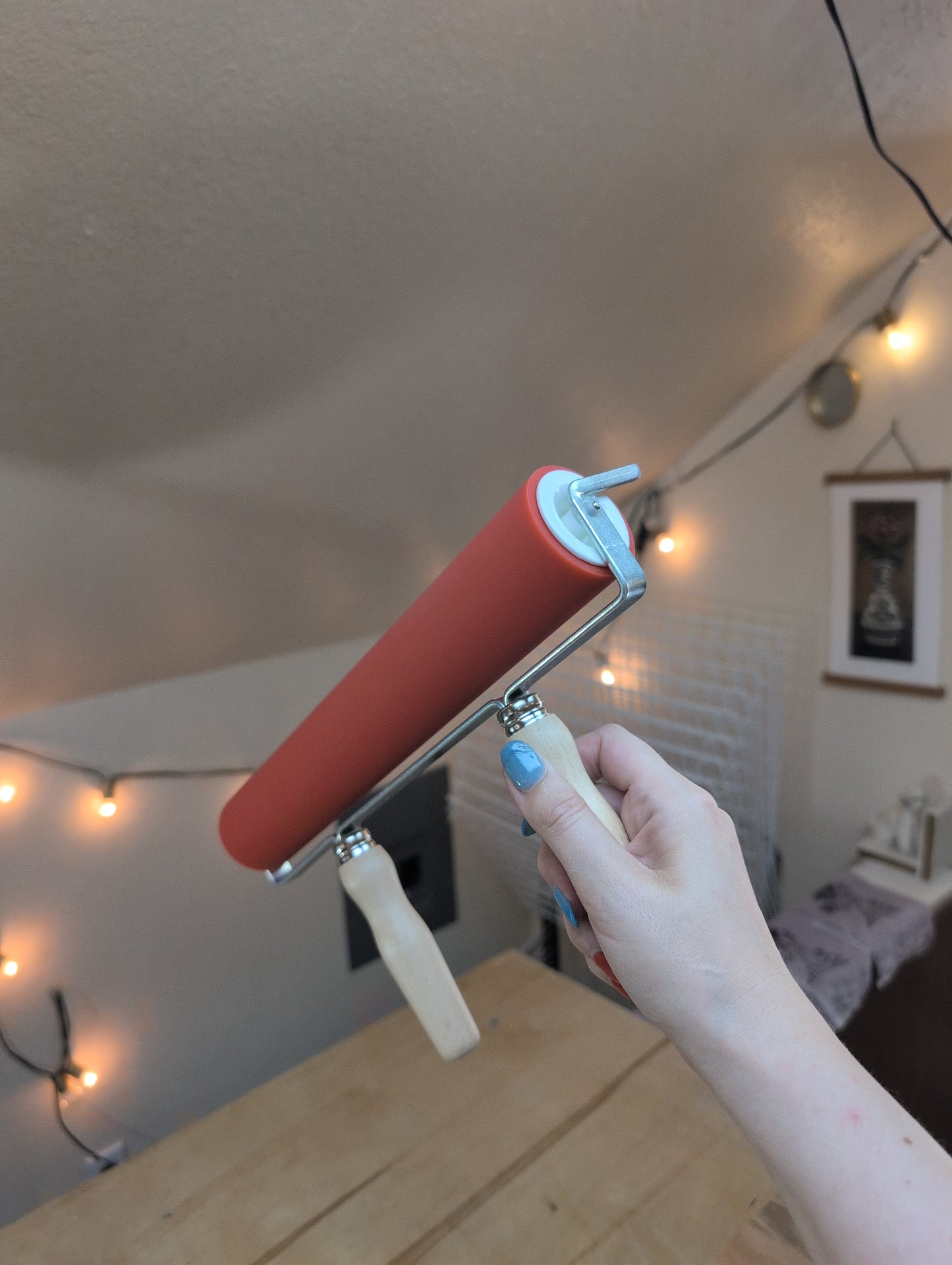 12" Brayer with Double Wooden Handles