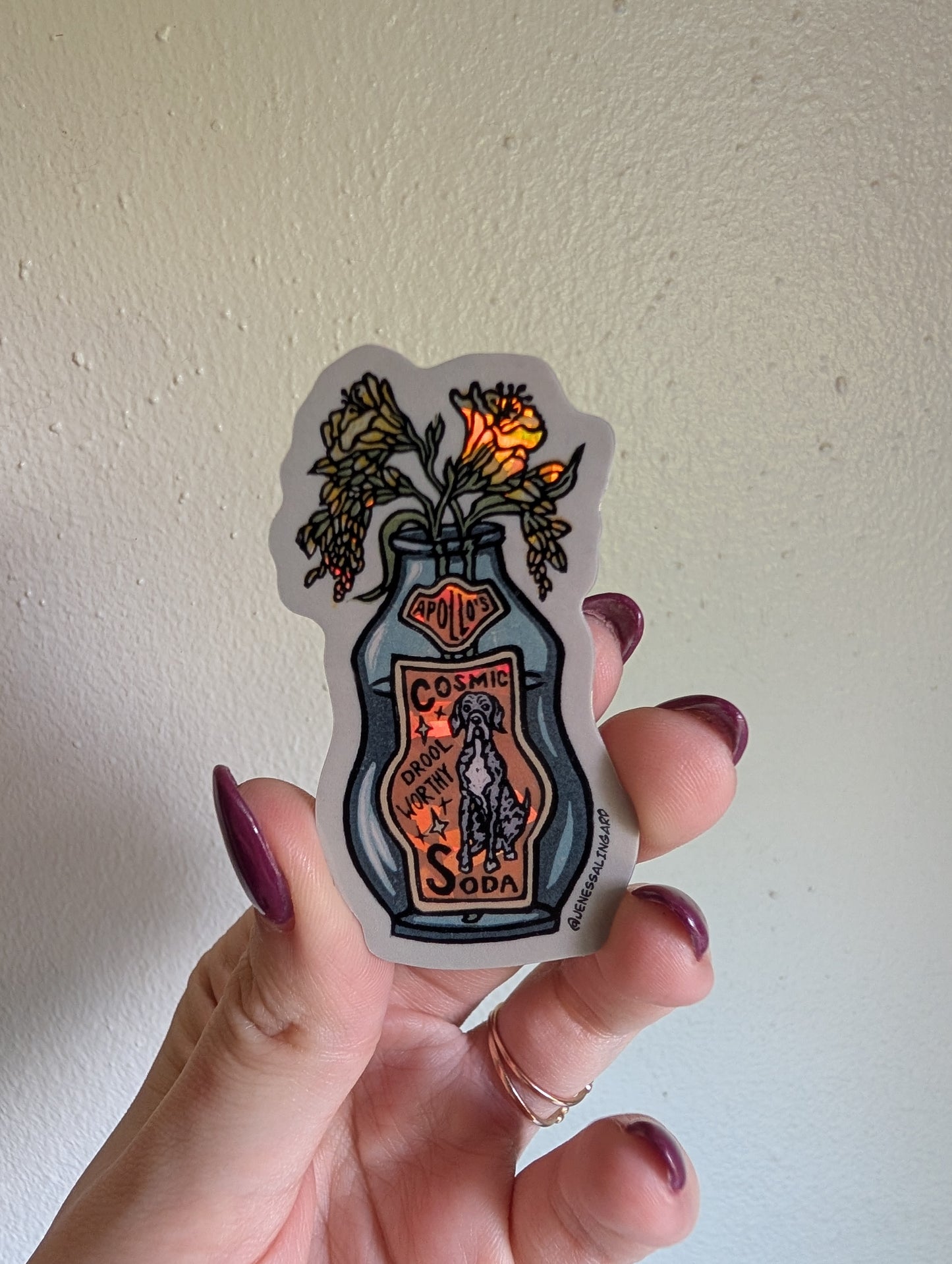 Apollo's Cosmic Soda - Relief Print, coloring Pages, Note Cards, and Stickers