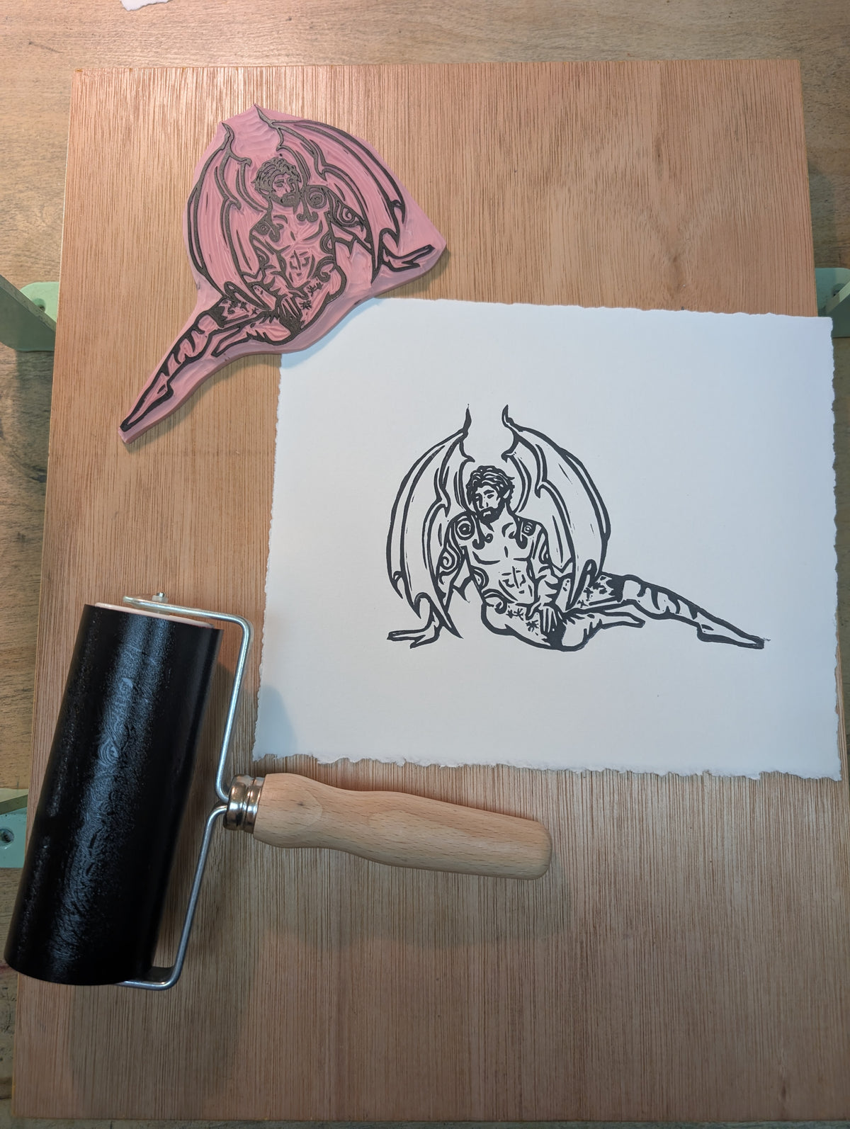 Pensive Shadows Coloring Page (Tattooed Winged Zmeu / Male)