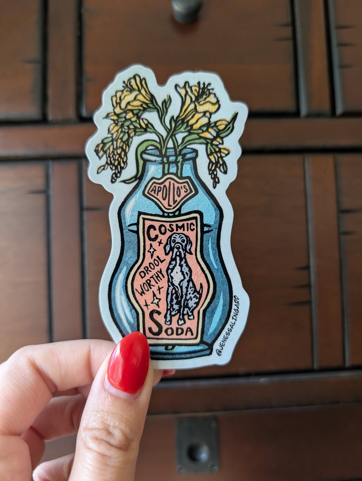 Apollo's Cosmic Soda - Relief Print, coloring Pages, Note Cards, and Stickers