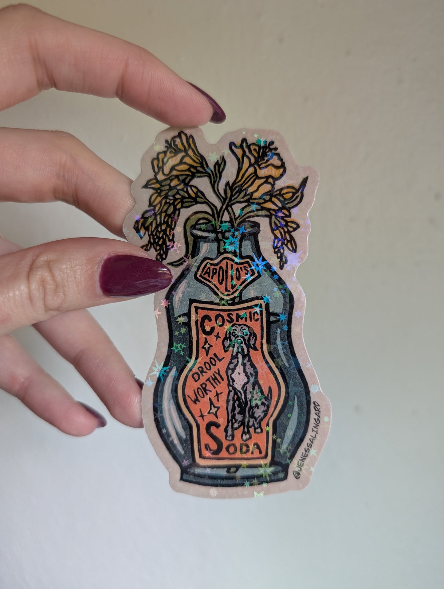 Apollo's Cosmic Soda - Relief Print, coloring Pages, Note Cards, and Stickers