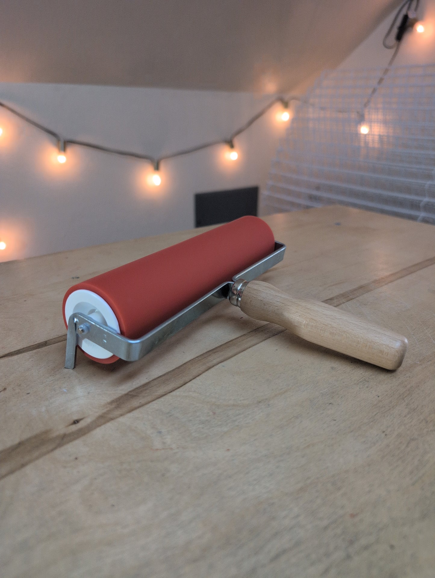 8" Brayer with Wooden Handle
