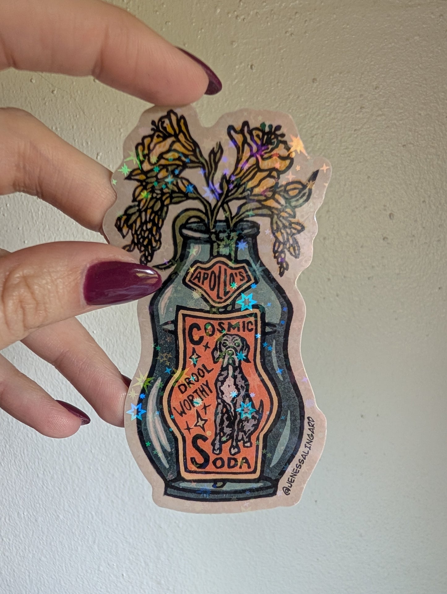 Apollo's Cosmic Soda - Relief Print, coloring Pages, Note Cards, and Stickers