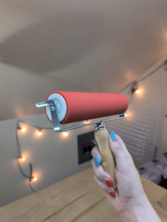 8" Brayer with Wooden Handle