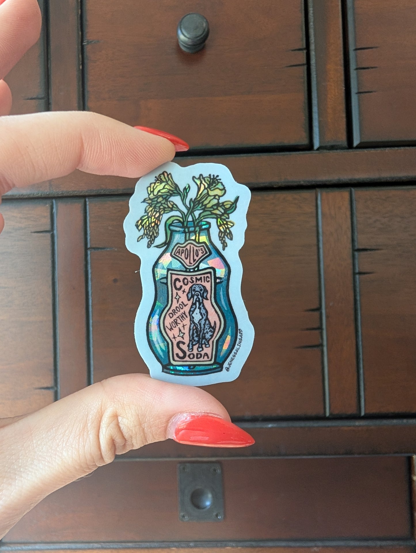 Apollo's Cosmic Soda - Relief Print, coloring Pages, Note Cards, and Stickers