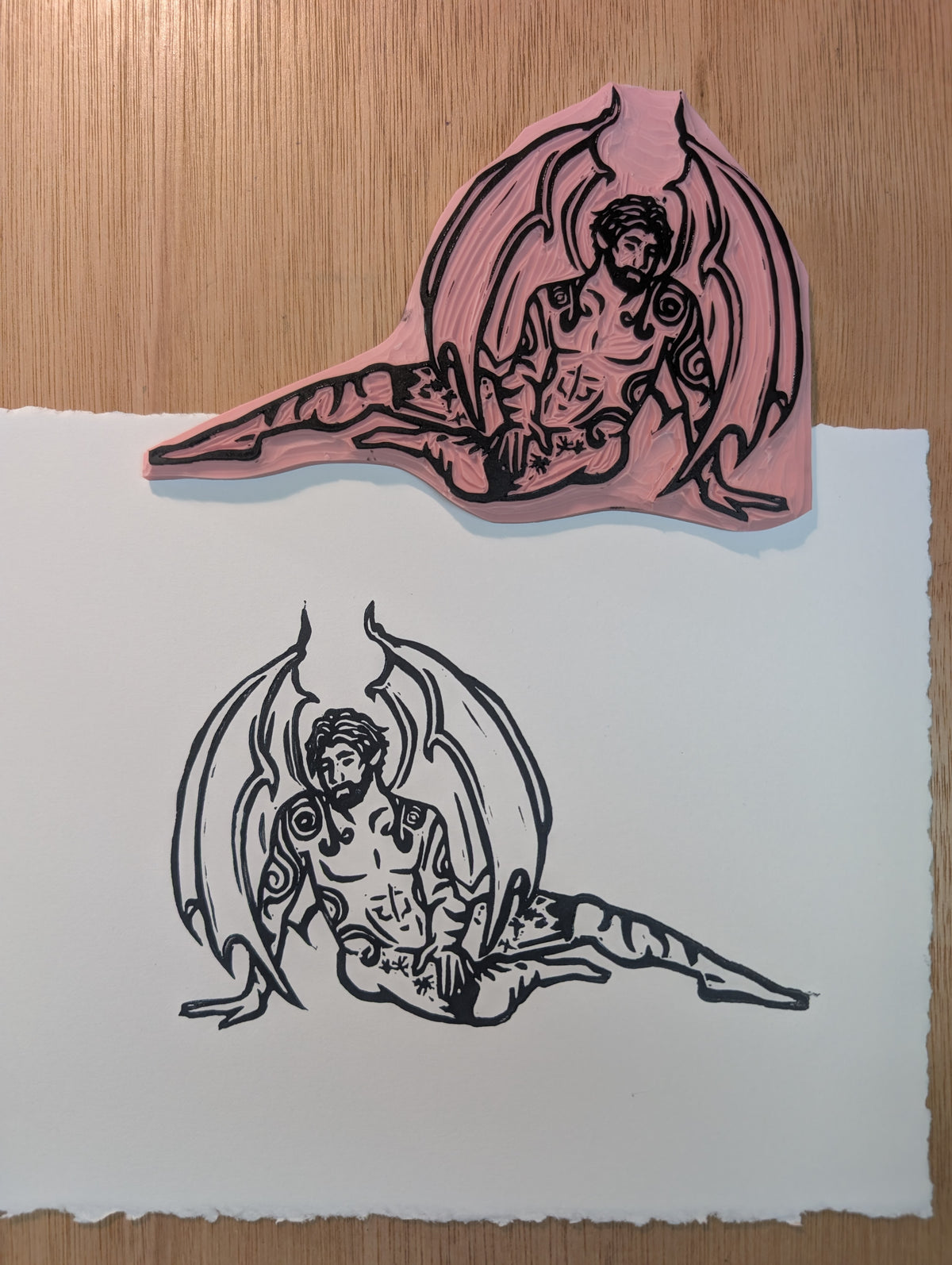 Pensive Shadows Coloring Page (Tattooed Winged Zmeu / Male)
