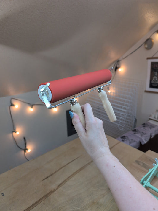 12" Brayer with Double Wooden Handles
